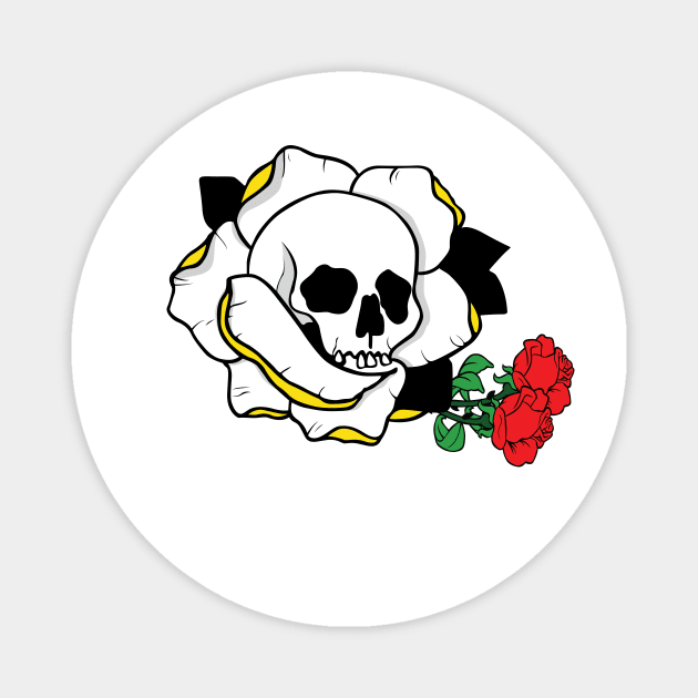 Skull and Rose Magnet by White Name